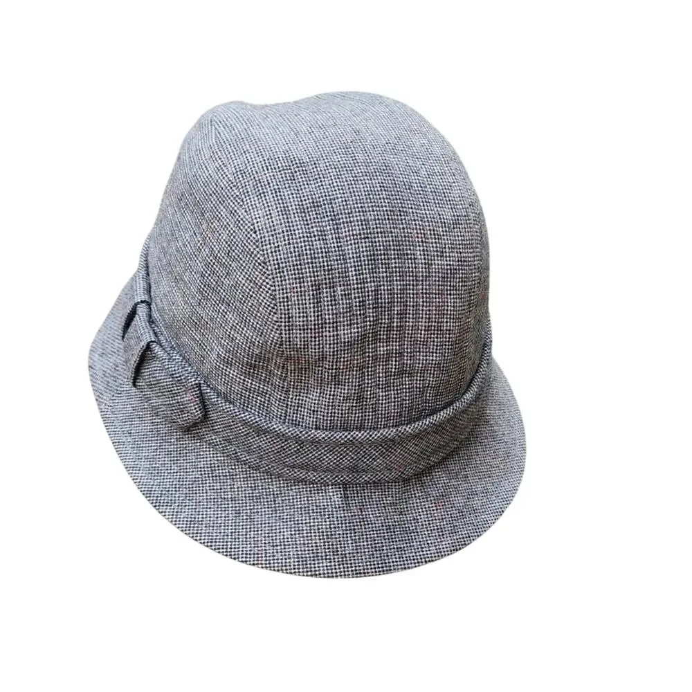 Vintage Black Tweed Cloche Bucket Hat L Quiet Luxury Equestrian Dark Academia - Picture 7 of 10